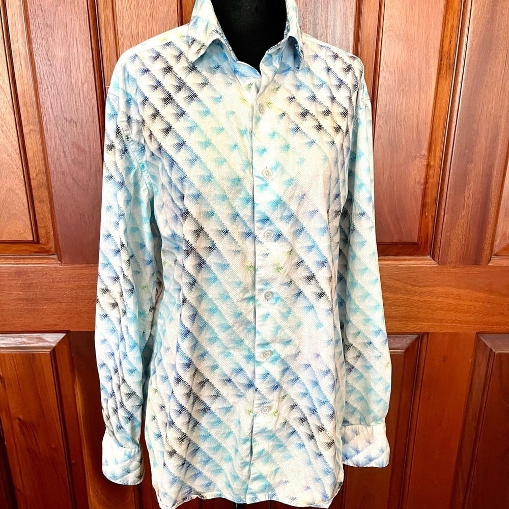 Robert Graham Abstract-Print Cotton Shirt Flip Cuff Size Medium